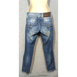 Vintage BENETTON Skinny Jeans Size 26 Low Rise Great Distressing Retro Hipster